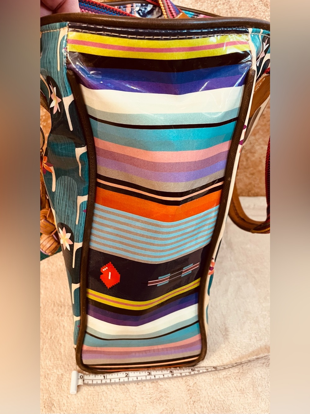 Consuela Original Used Dezi Floral Tote Bag with Striped Handles - Picture 3 of 12